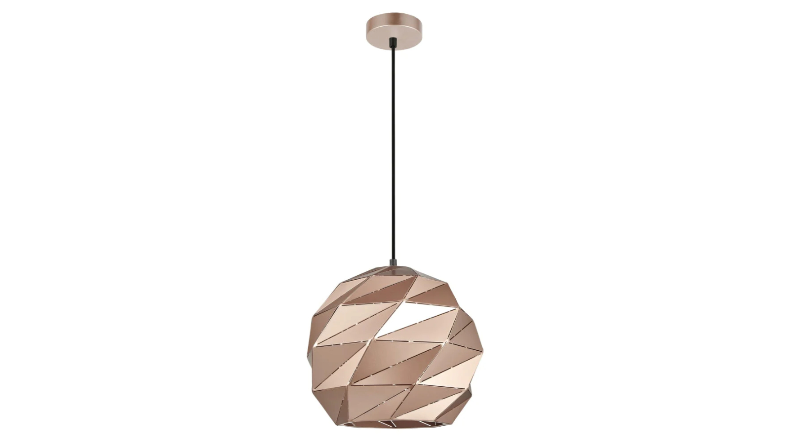Origami Large Dome Carved Iron Origami Style Pendant Light - Matte Rose Gold