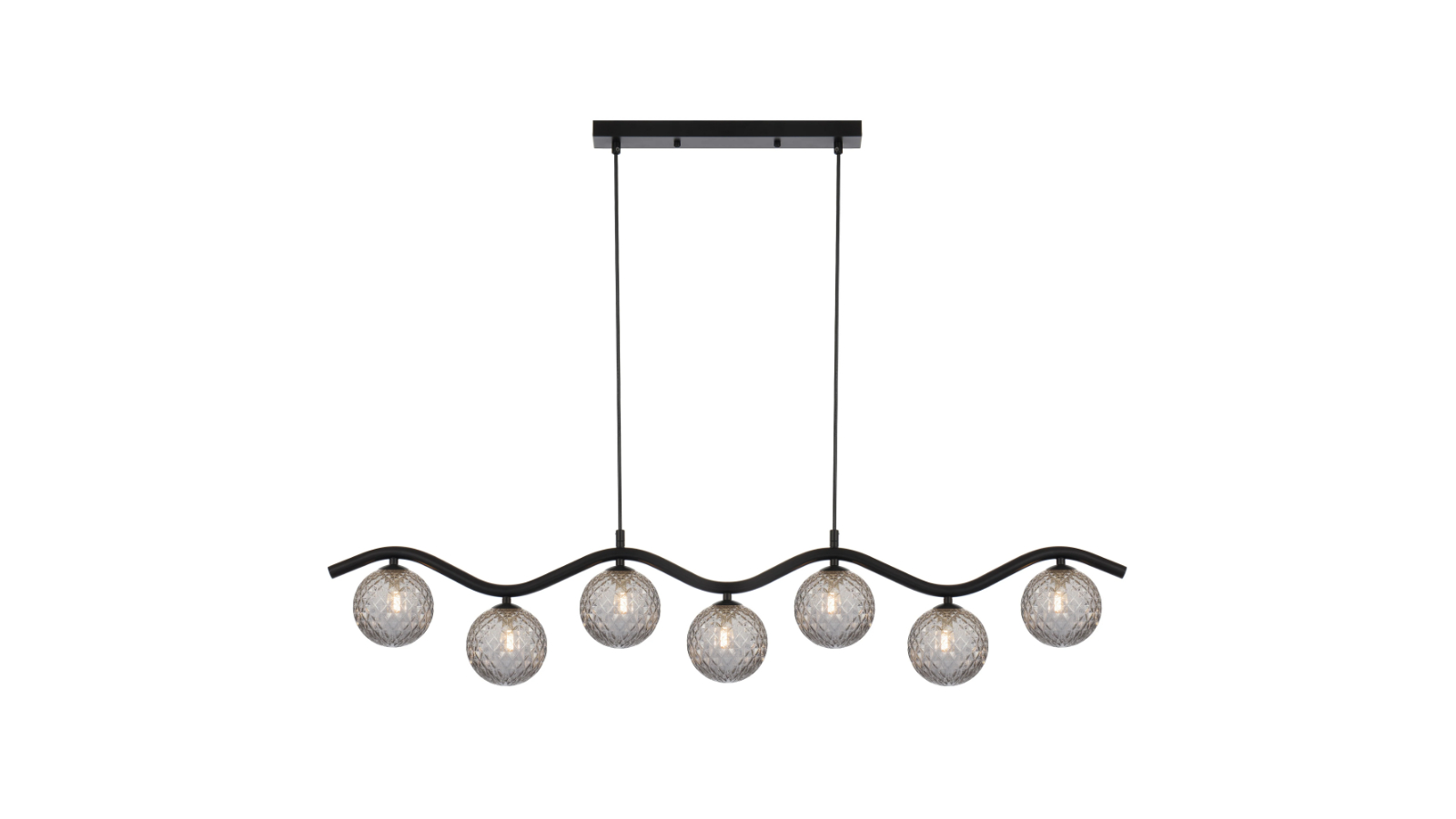Pretty & Practical Altoline Black Pendant Light with Smoke Tear Glass