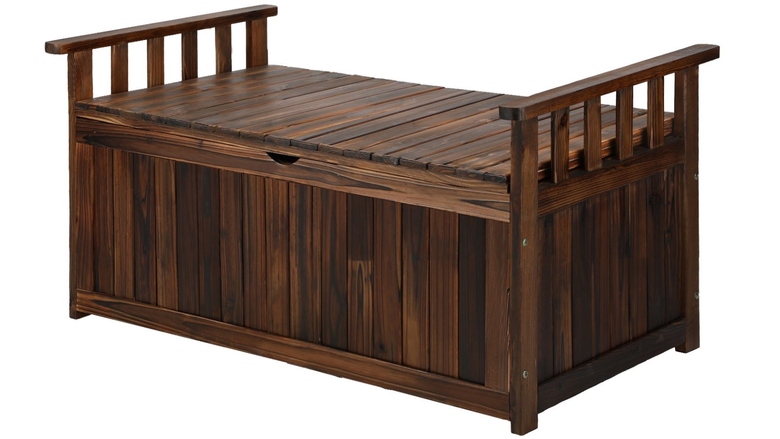 Livsip Charcoal Outdoor Storage Box Wooden Garden Bench Chest