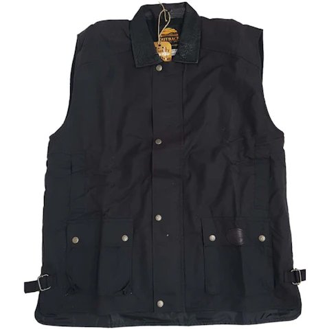 Outback Survival Gear Snowy River Fleece Lined Oilskin Vest - Extra Small