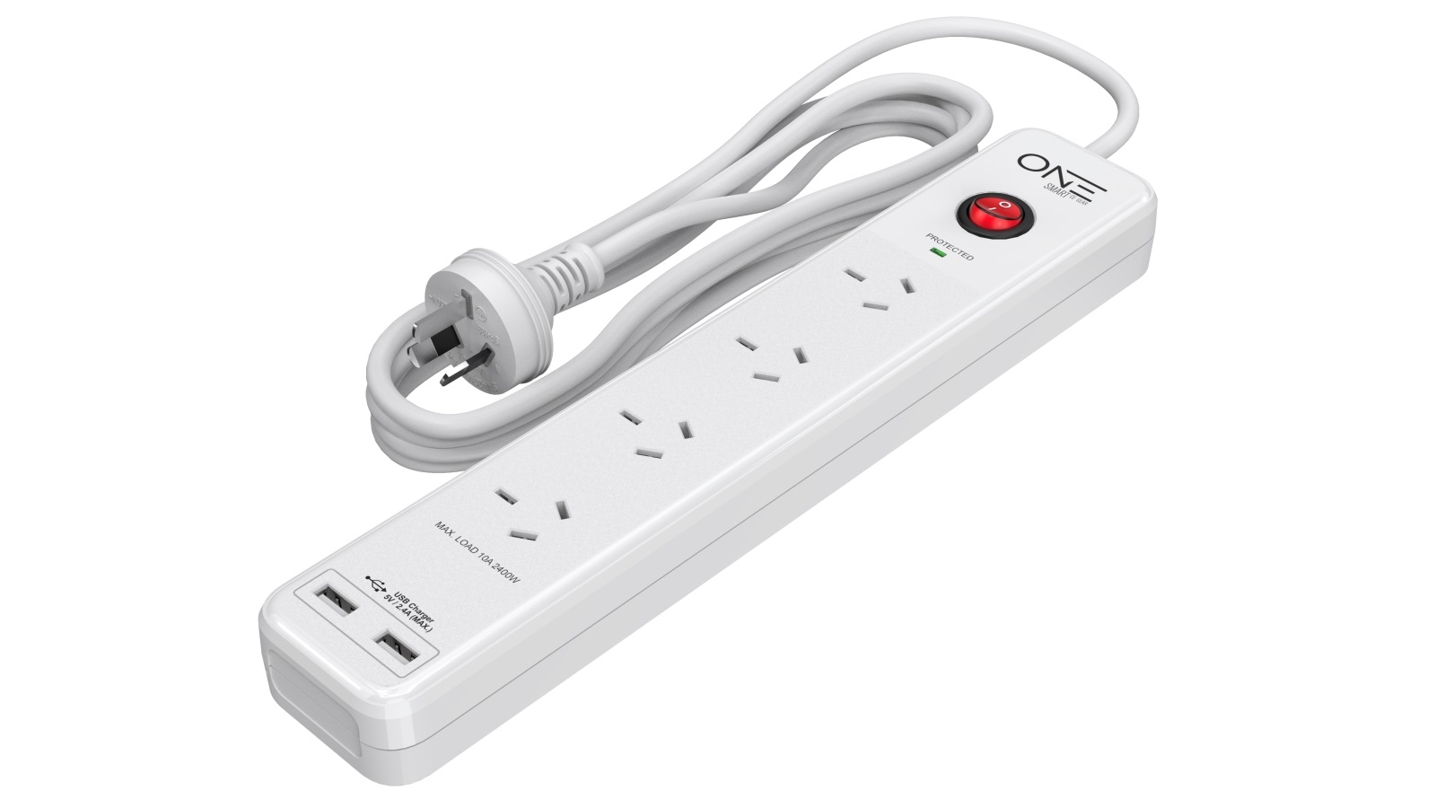 One 4 Outlet Surge Protector with Dual USB-A Port 2.4A