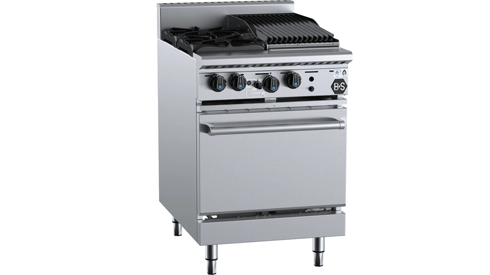 B+S Black LPG Oven with 2 Open Burners and 30cm Char Broiler