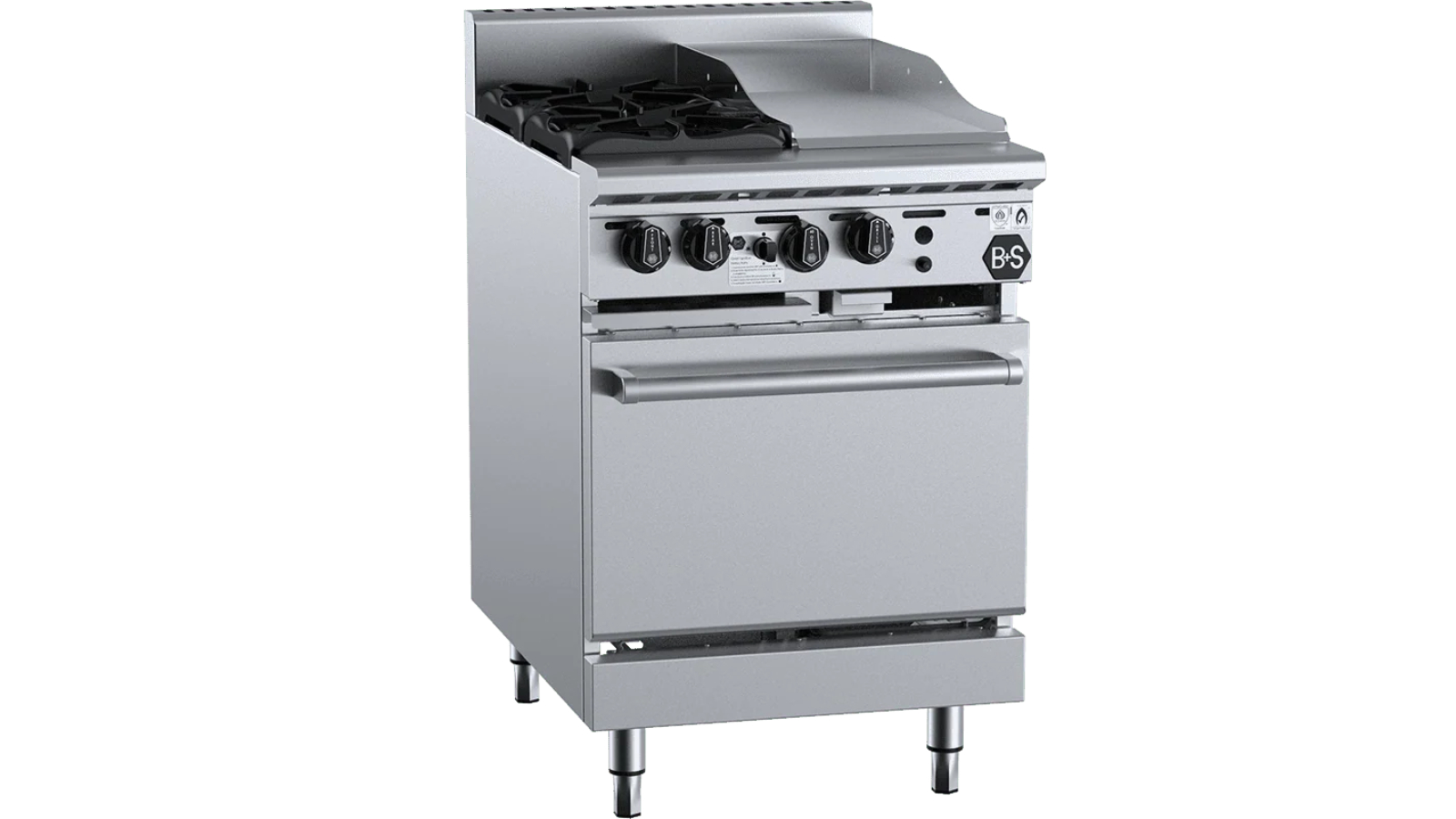 B+S Black LPG Oven with 2 Open Burners and 30cm Grill Plate