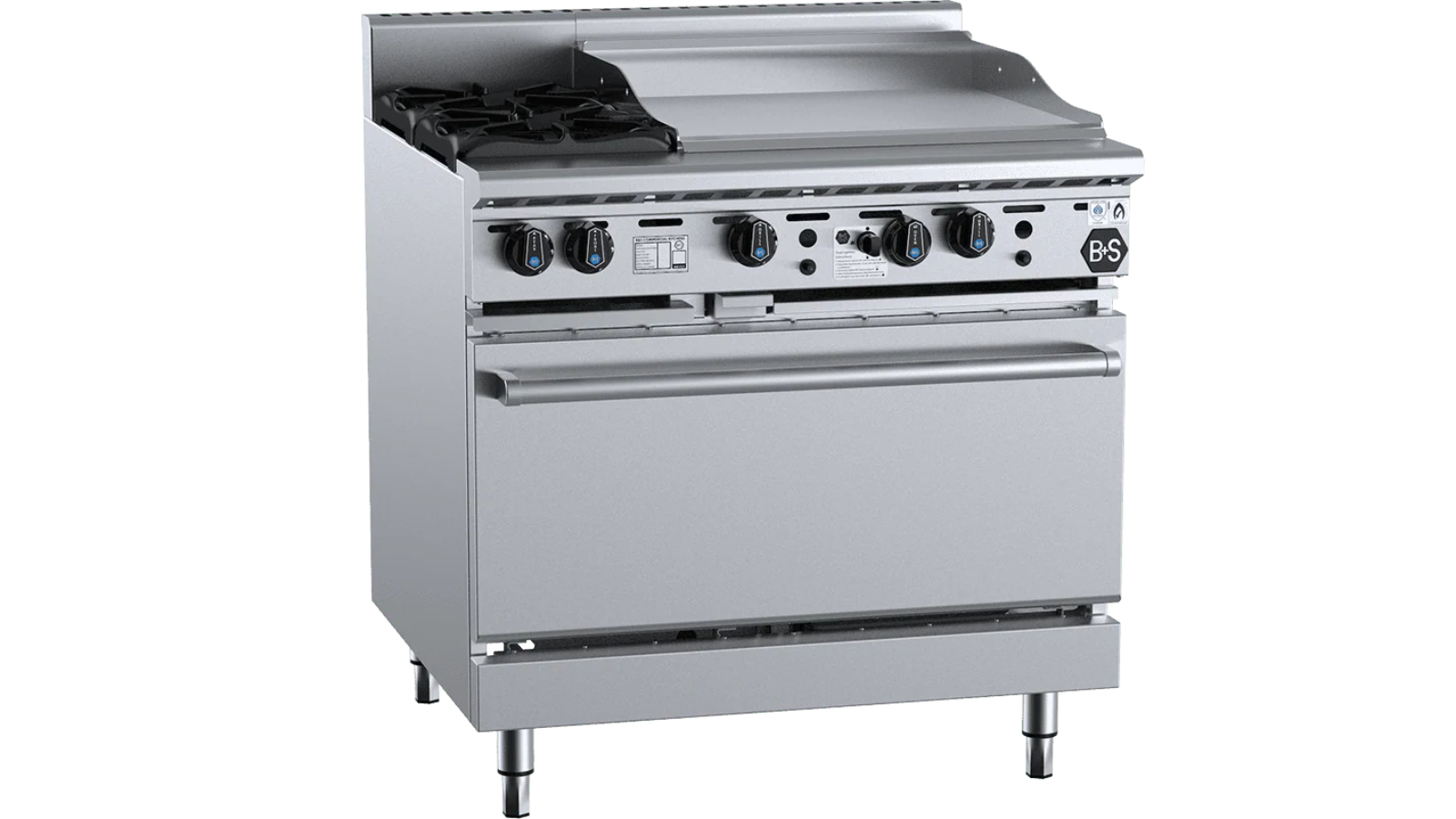 B+S Black LPG Oven with 2 Open Burner and 60cm Grill Plate