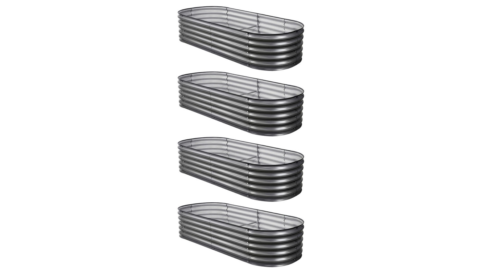 Green Fingers 4 Piece Oval Galvanized Steel 160 x 80 x 42cm Raised Garden Bed Kit