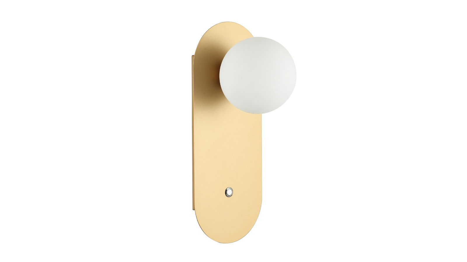 CLA Lighting Interior Round Opal Diffuser Oblong Base with Switch Wall Light - Gold