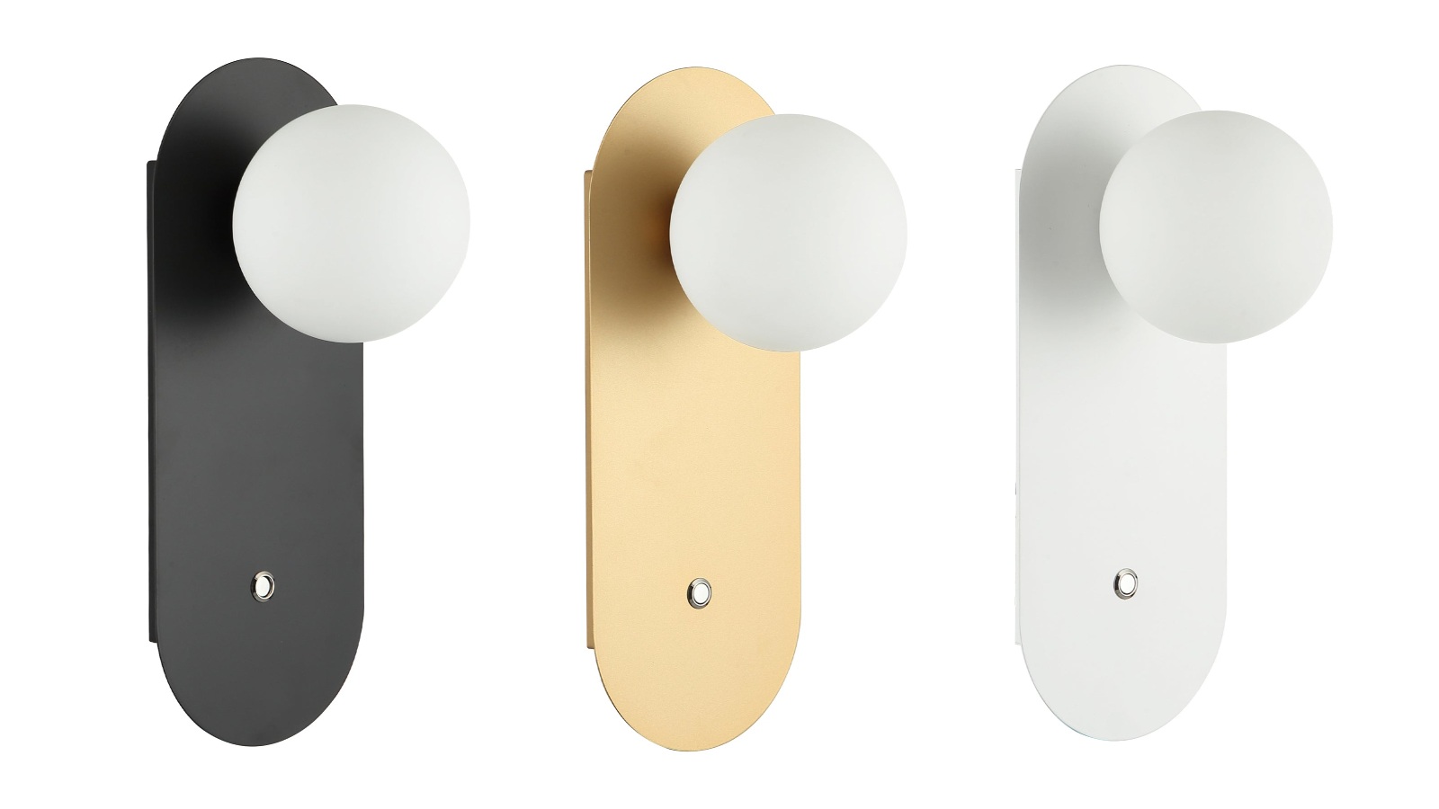 CLA Lighting Interior Round Opal Diffuser Oblong Base with Switch Wall Light