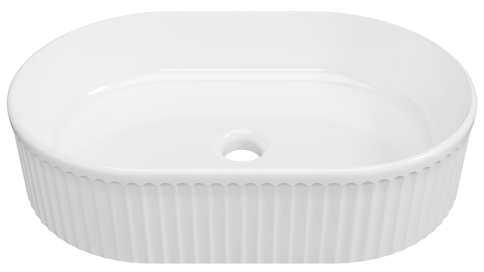 Timberline Oval Flute 490mm Above Counter Basin - Gloss White