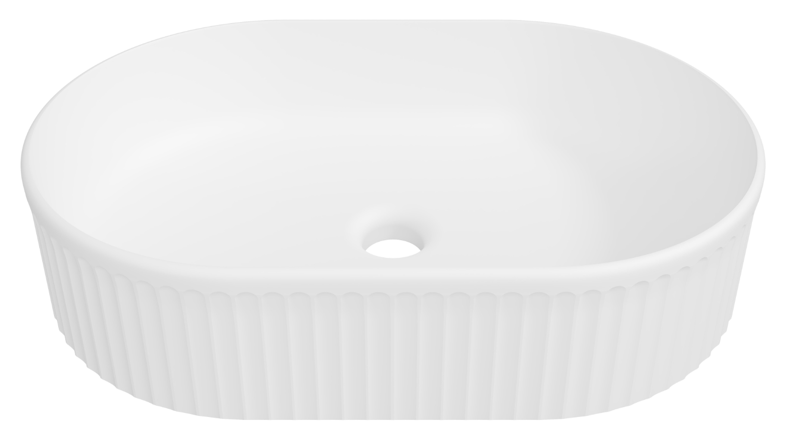 Timberline Oval Flute 490mm Above Counter Basin - Matte White