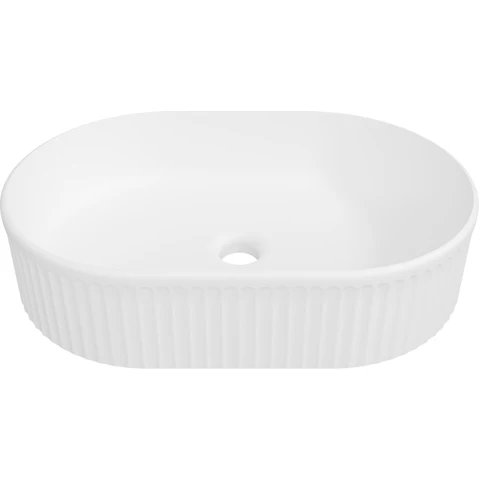 Timberline Oval Flute 490mm Above Counter Basin - Matte White