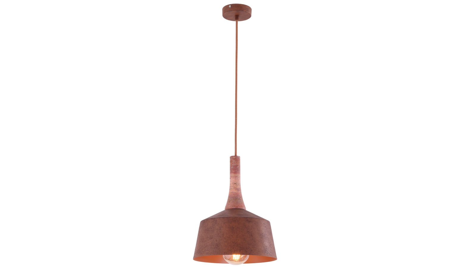 CLA Lighting Interior Pendant Light ES Rustic Brown with Travertine Highlight Small Angled Dome
