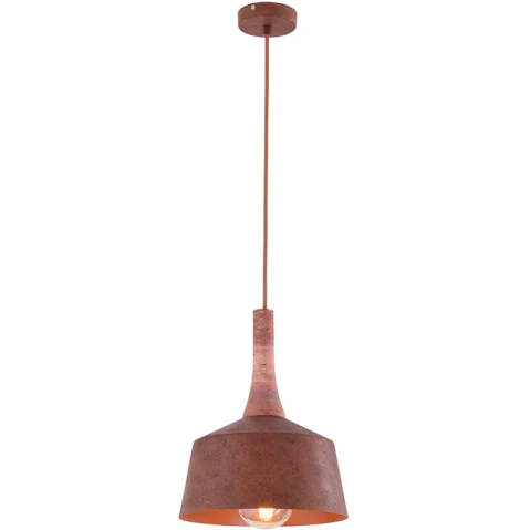 CLA Lighting Interior Pendant Light ES Rustic Brown with Travertine Highlight Small Angled Dome