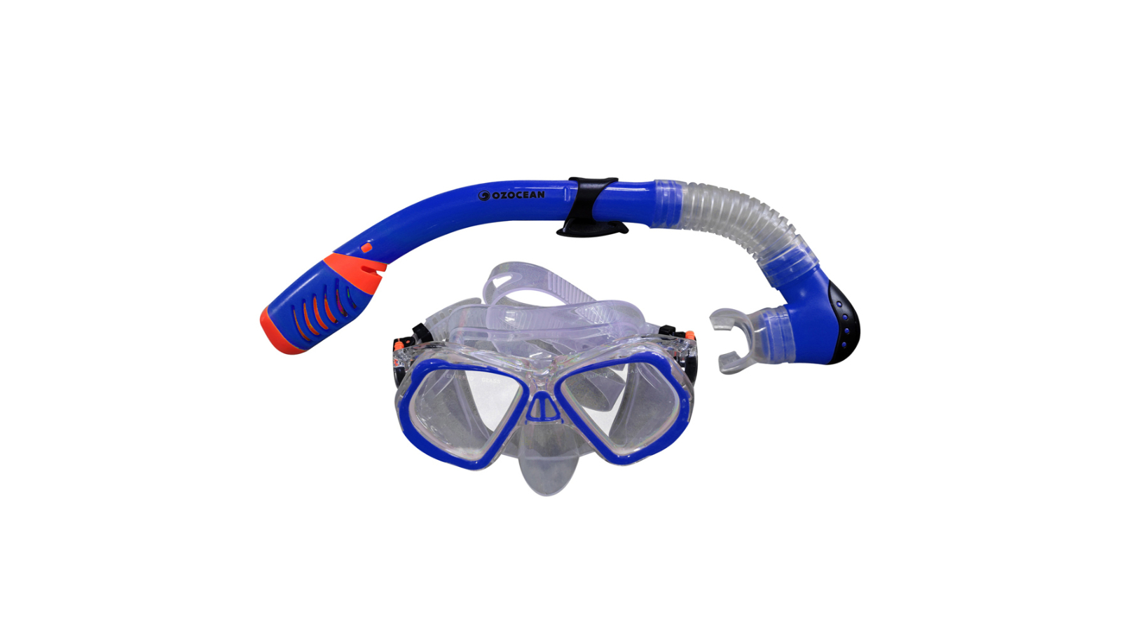 Oz Ocean 2 Piece Ningaloo Kids Adjustable Swimming Mask Goggles and Snorkel Set - Blue
