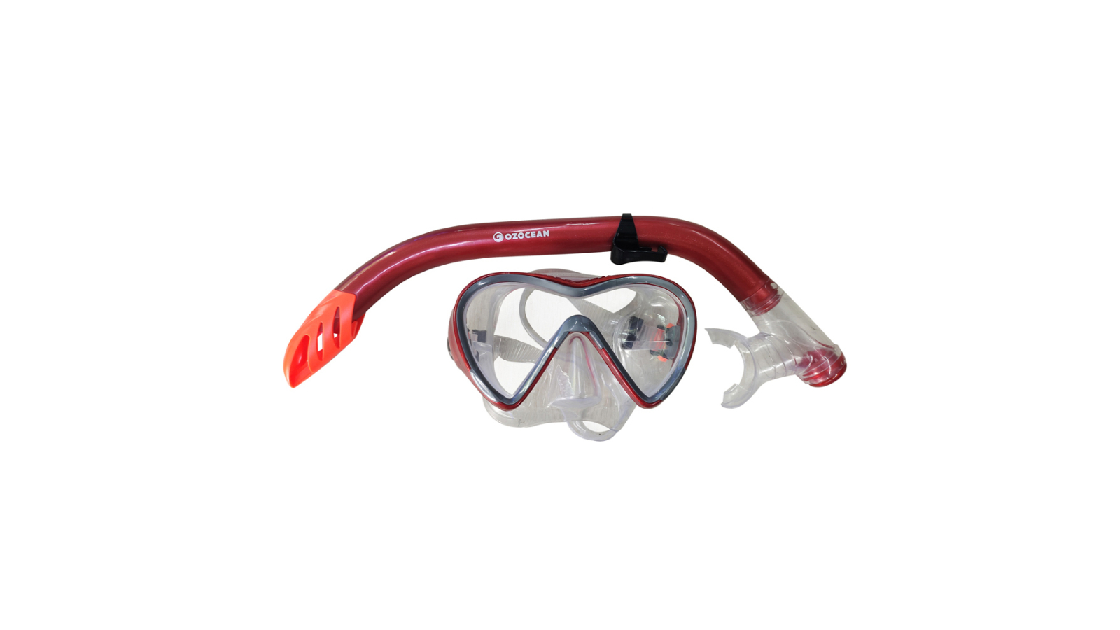 Oz Ocean 2 Piece Mettams Adults Swimming Adjustable Goggles Mask and Snorkel Set - Red