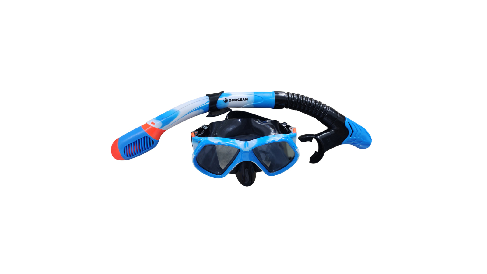 Oz Ocean 2 Piece Heron Adults Swimming Beach Goggles Mask and Snorkel Set - Blue/Black