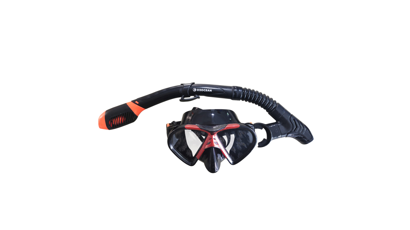 Oz Ocean 2 Piece Hayman Adults Swimming Beach Goggles Mask and Snorkel Set - Red/Black