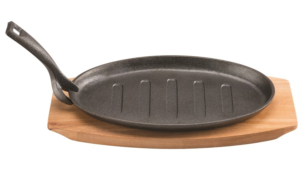 Pyrolux Pyrocast Cast Iron Steak Sizzle Plate with Handle and Tray