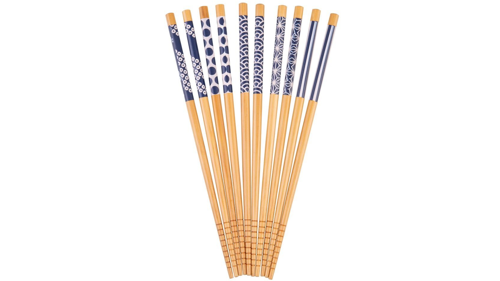 D.Line 5-Pair Bamboo Chopsticks Set - Blue/White