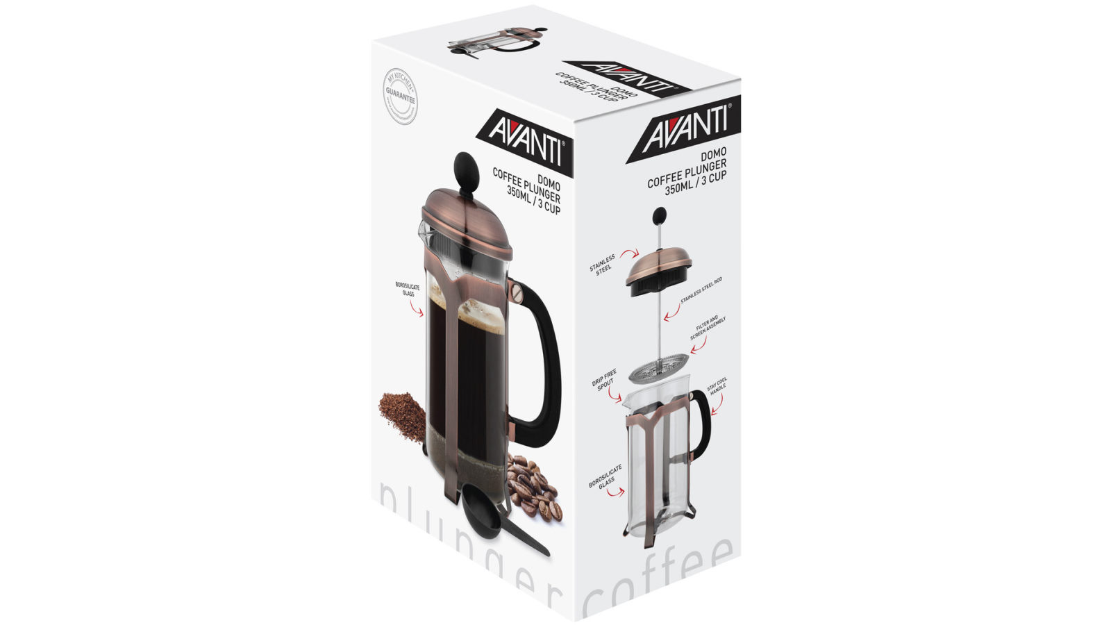 Avanti Domo Copper 3 Cup Coffee Plunger - 350ml