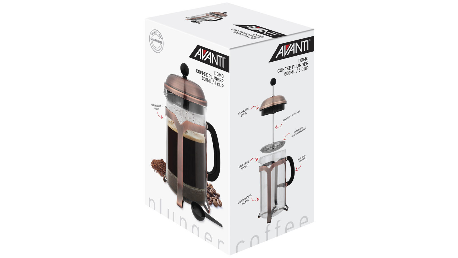 Avanti Domo Copper 6 Cup Coffee Plunger - 800ml
