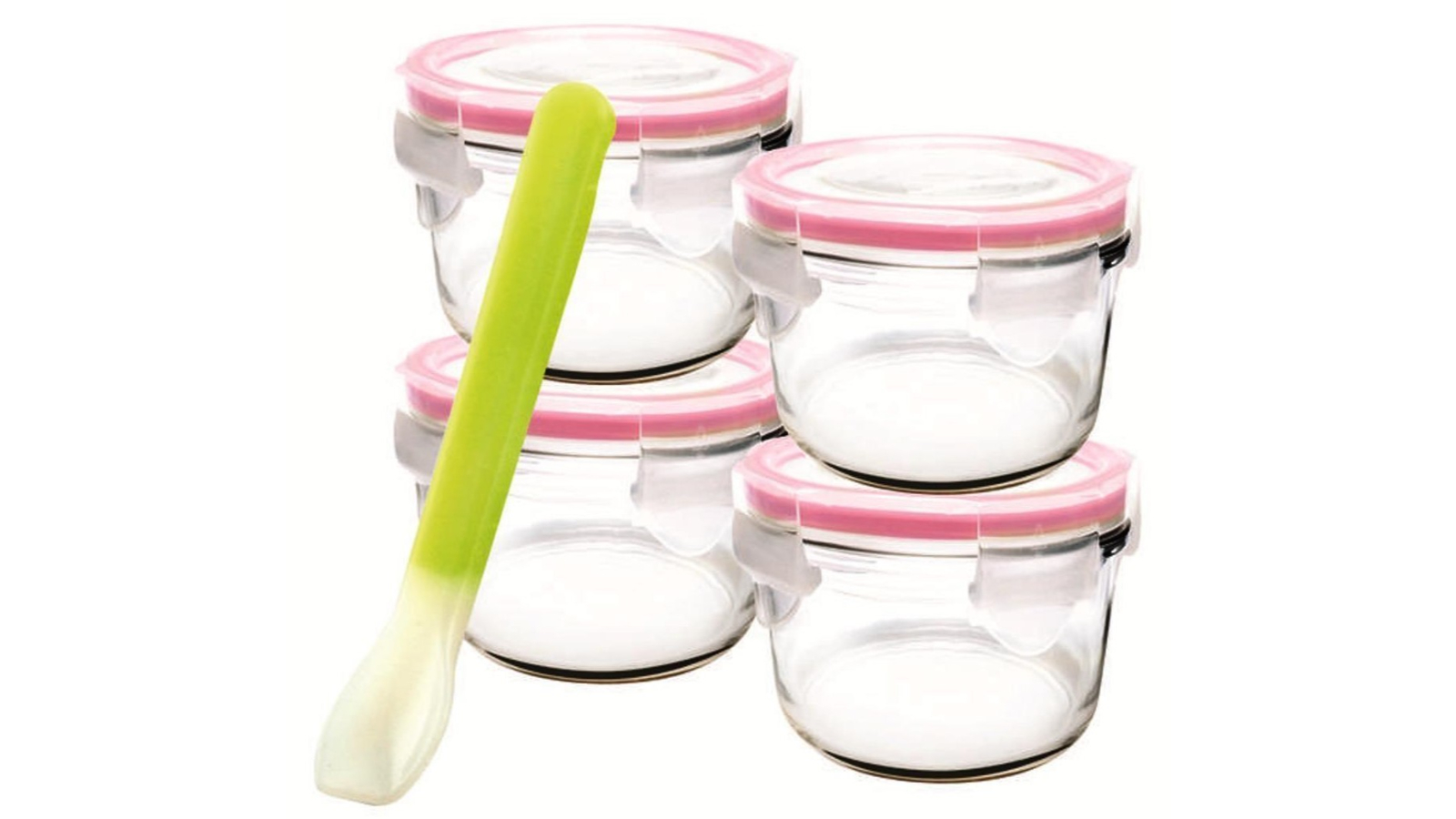Glasslock 5 Piece Baby Food Container Set with Lids Round
