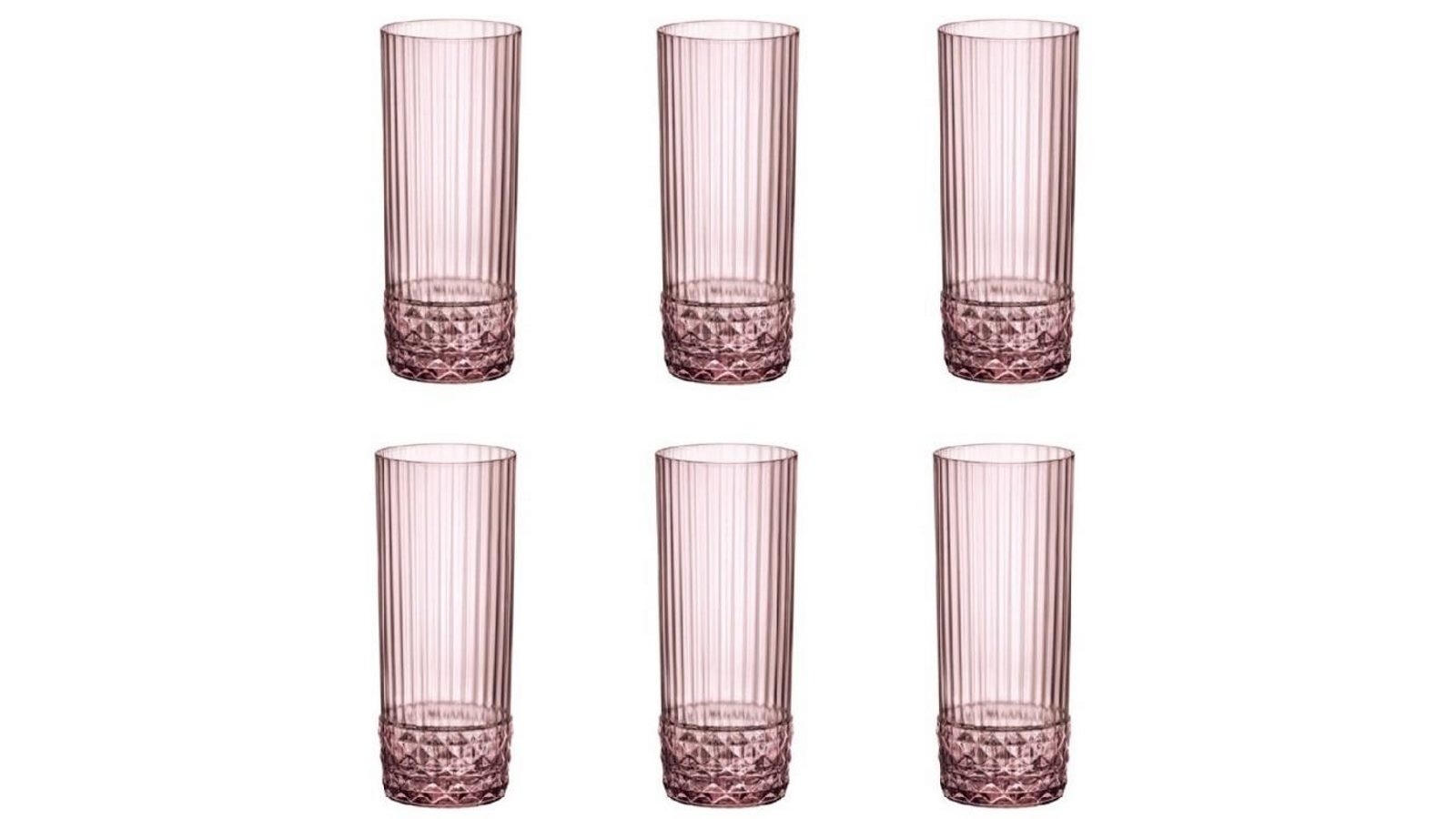 Bormioli Rocco America 20s 490ml Long Drink Glasses Set of 6 - Lilac
