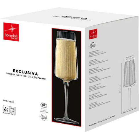 Bormioli Rocco Set of 6 Exclusiva Prosecco 255ml Glasses