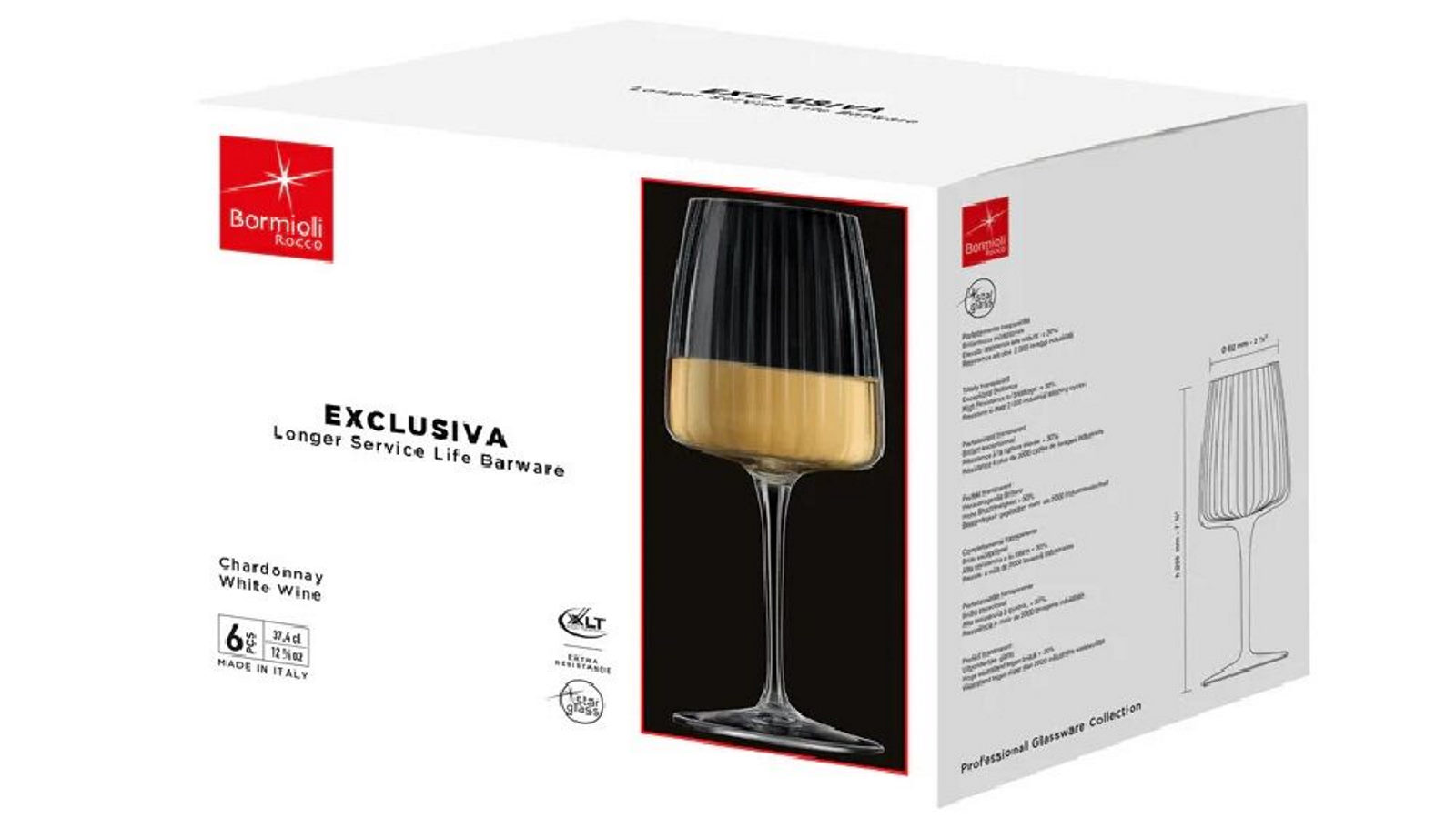 Bormioli Set of 6 374ml Rocco Exclusiva Chardonnay Glasses