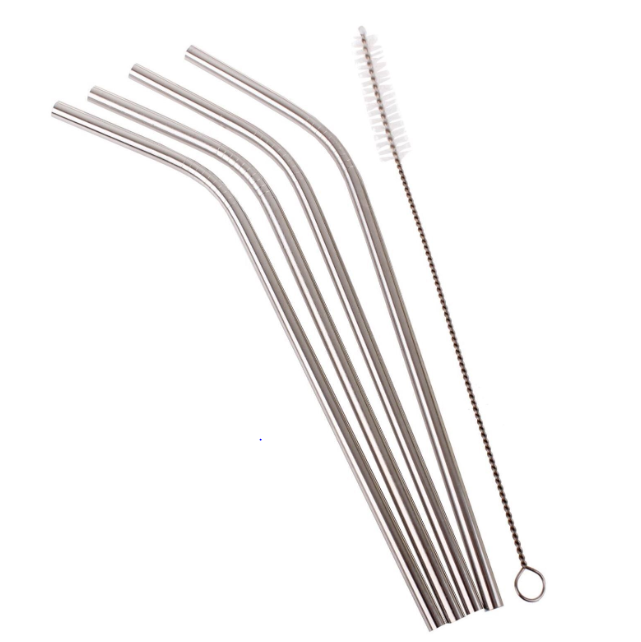 Appetito Bent Stainless Steel Straws - Set of 4