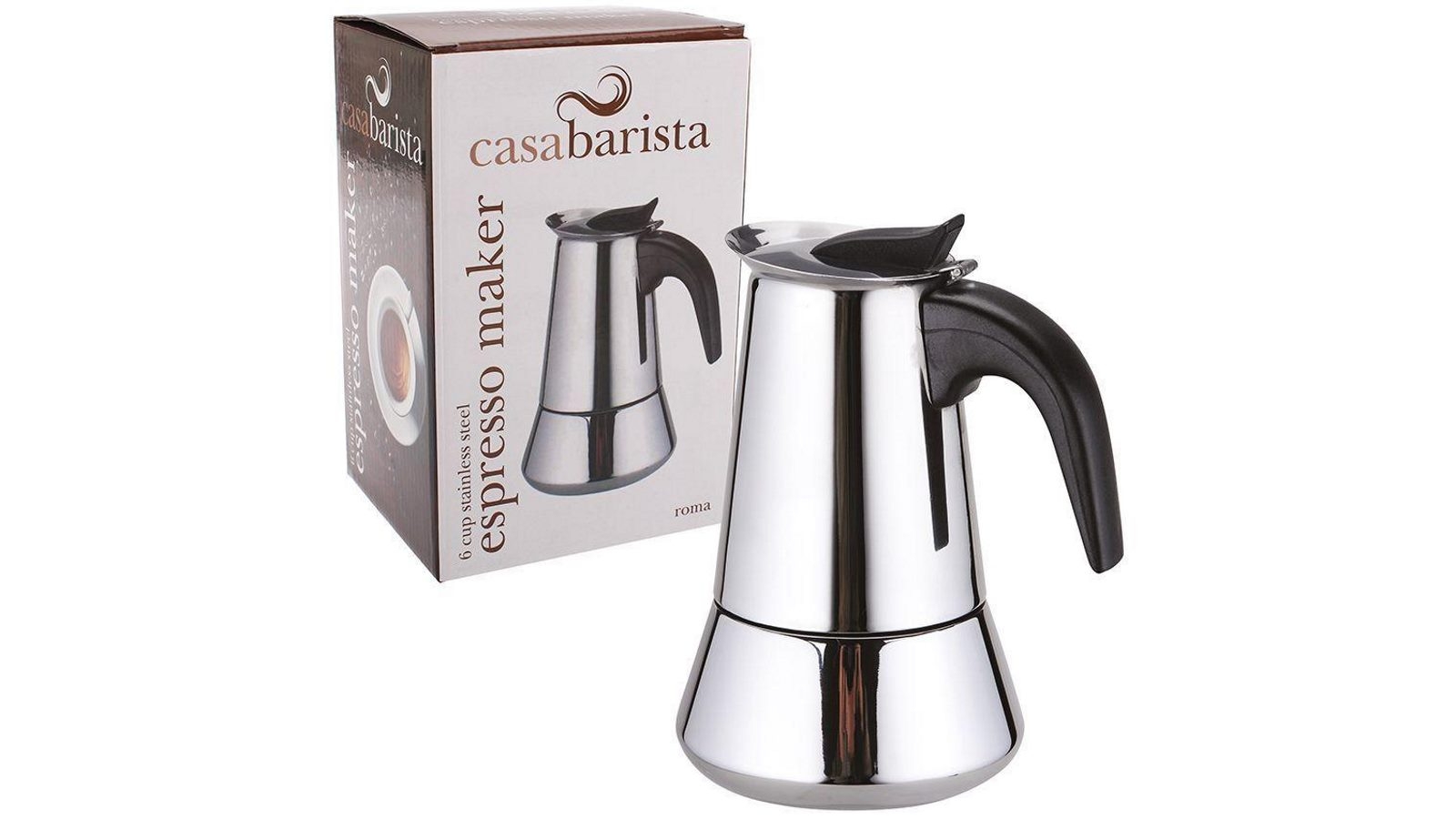 Casabarista Roma 6 Cup Stainless Steel Espresso Maker Harvey Norman