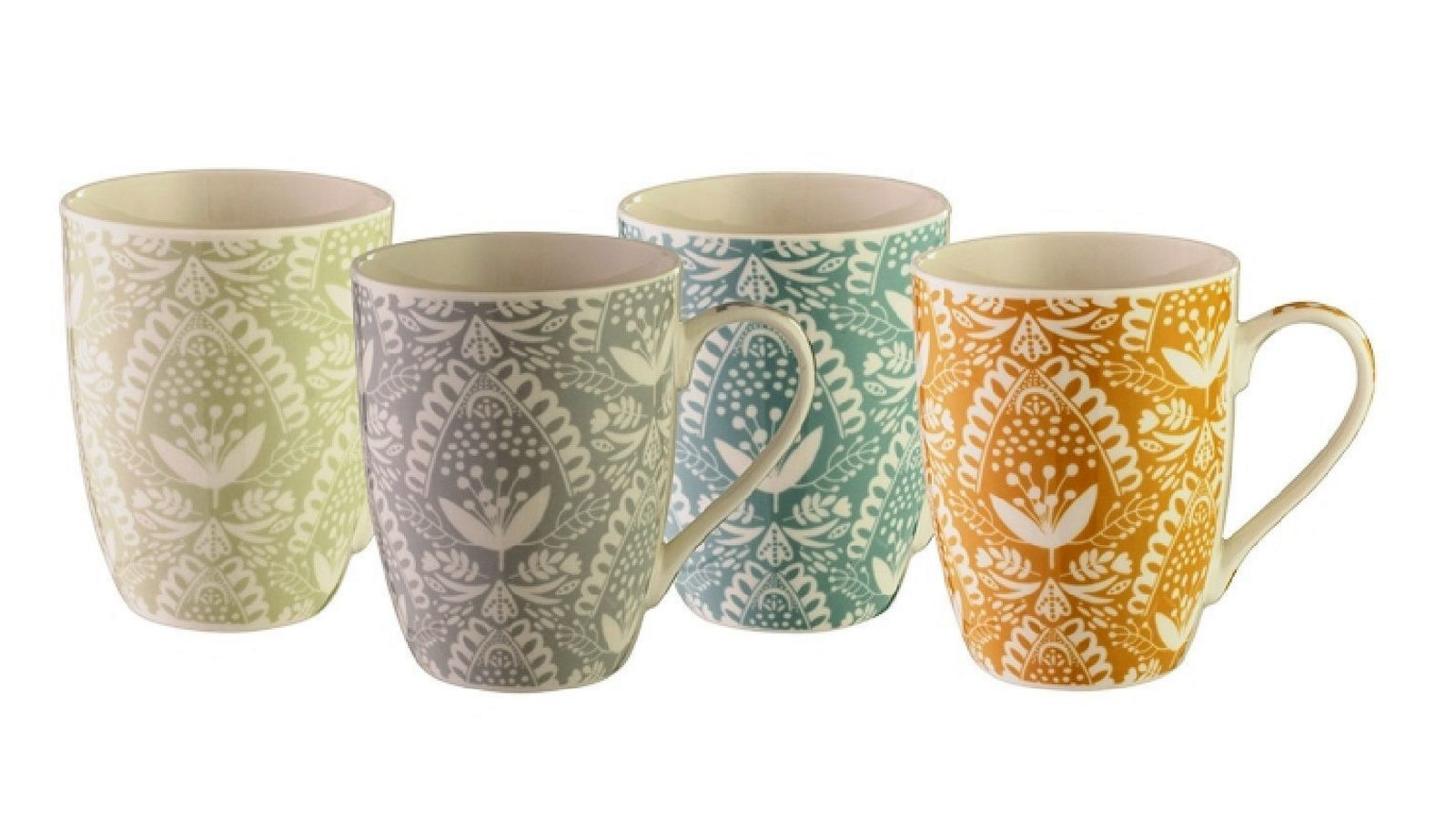 Bundanoon Set of 4 New Bone China Coffee and Tea Mugs - Lace