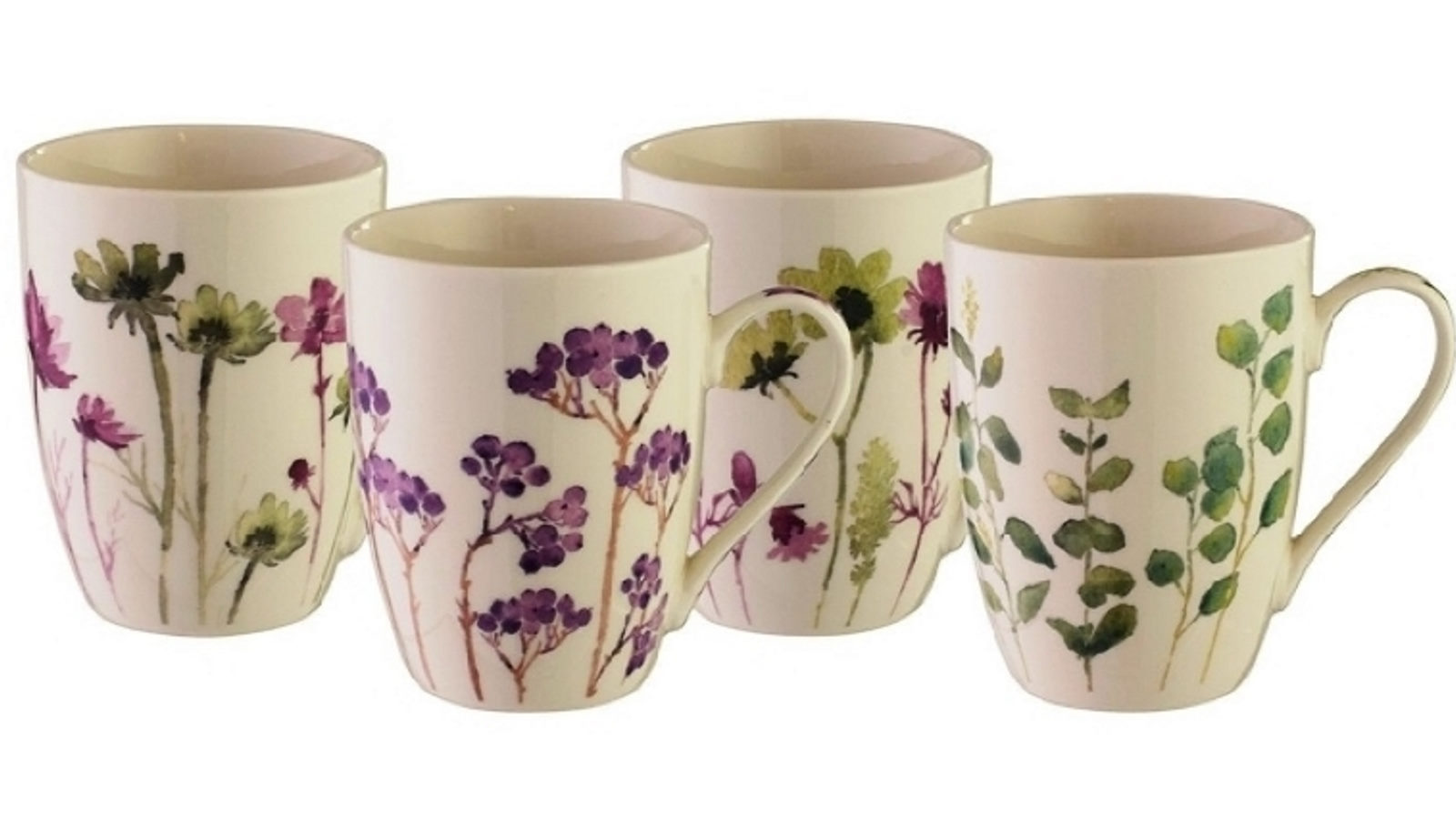 Bundanoon Set of 4 New Bone China Coffee and Tea Mugs - Botanical