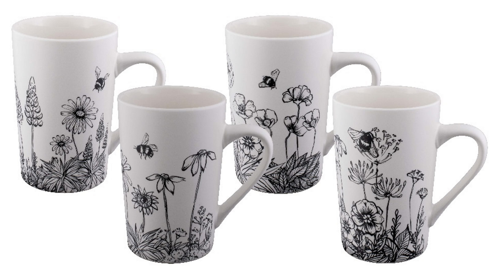 Bundanoon Set of 4 New Bone China Coffee and Tea Mugs - Buzzing Garden