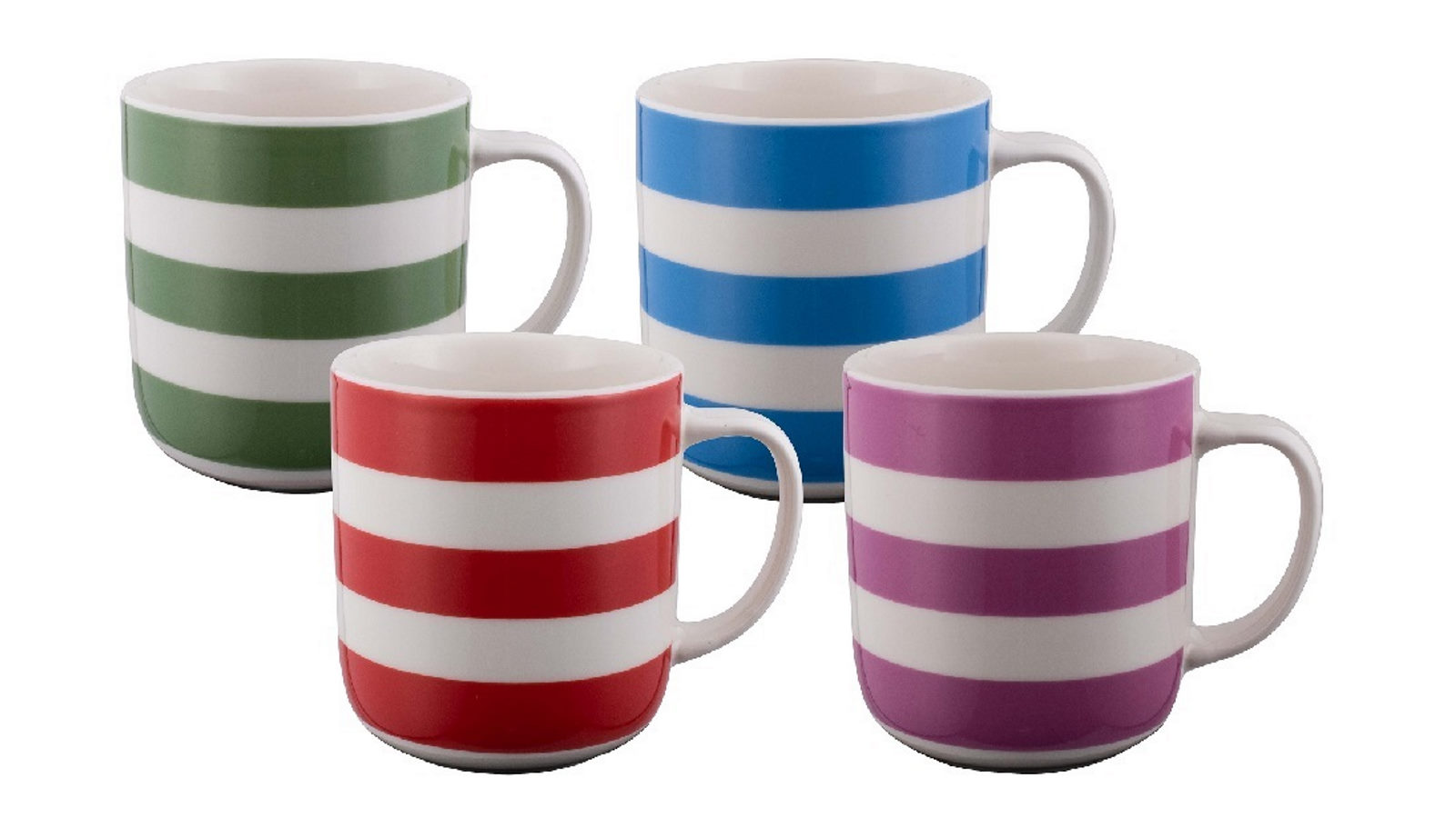 Bundanoon Set of 4 New Bone China Coffee and Tea Mugs - Nautical Stripes