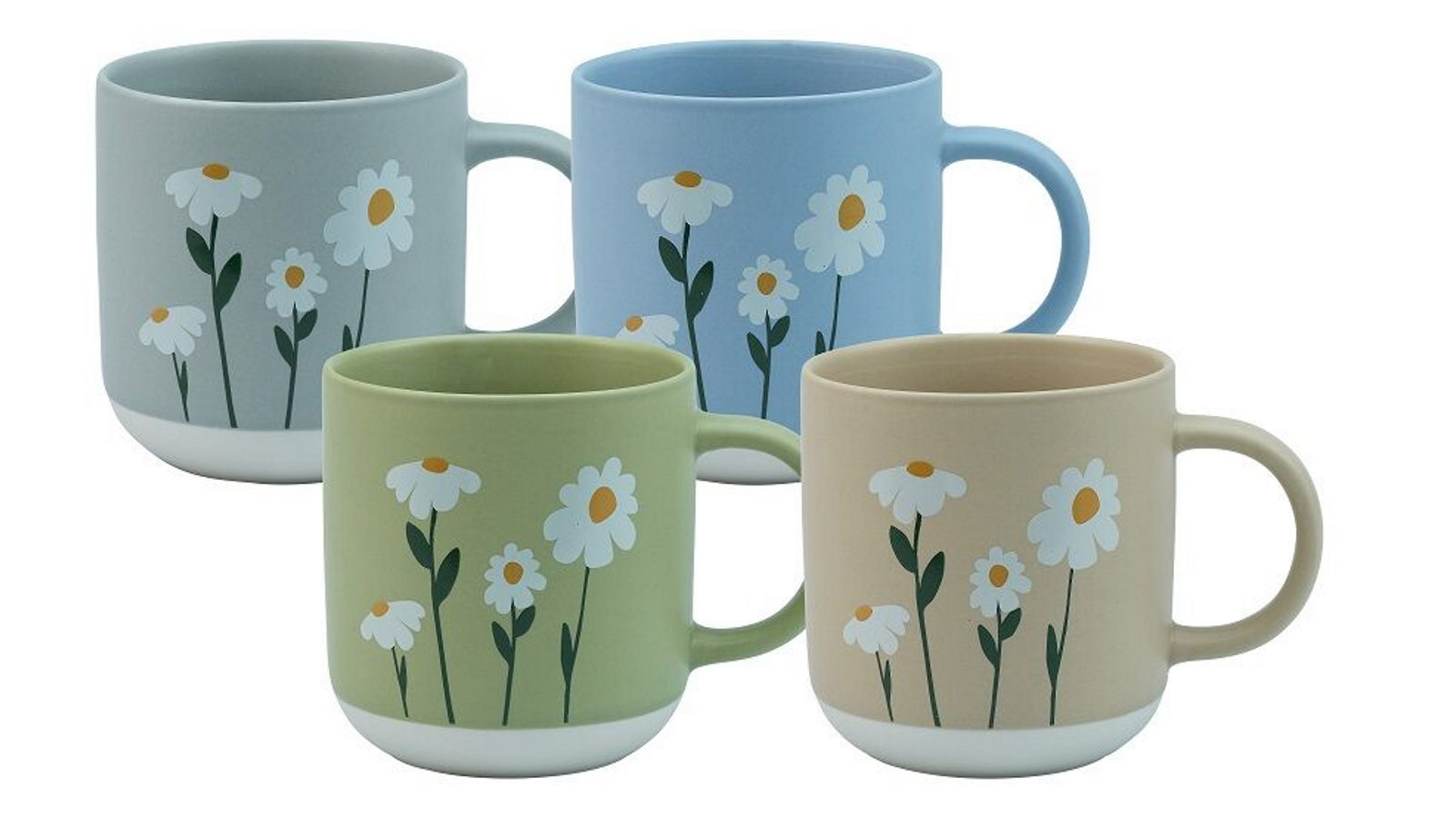 Bundanoon Set of 4 New Bone China Coffee and Tea Mugs - Daisy