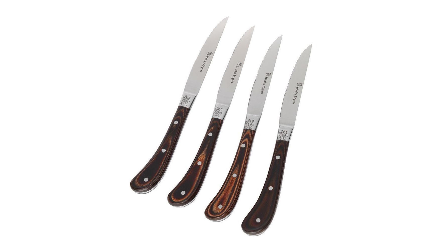 Stanley Rogers 4 Piece Pistol Grip Steak Knives - Woodlands Brown