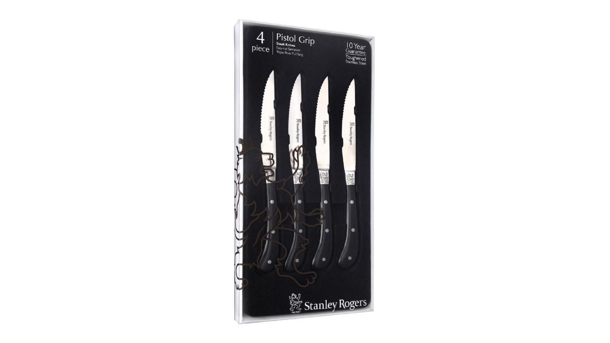 Stanley Rogers 4 Piece Pistol Grip Steak Knives Artisan Black