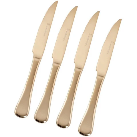 Stanley Rogers 4-Piece Stainless Steel Chelsea Gold Steak Knives Set