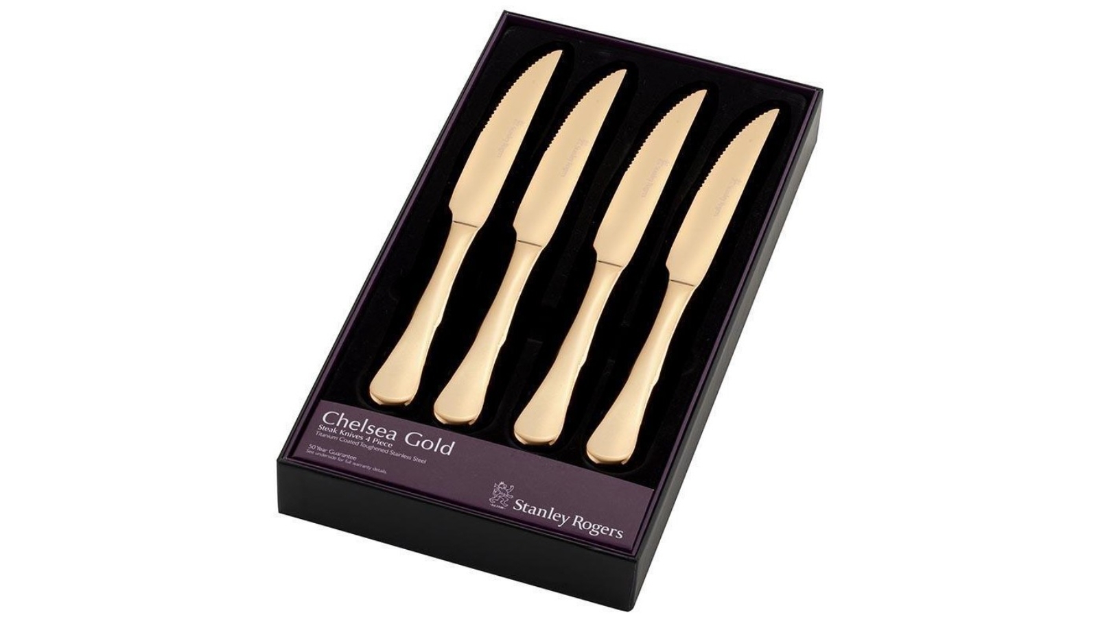 Stanley Rogers 4Piece Stainless Steel Chelsea Gold Steak Knives Set