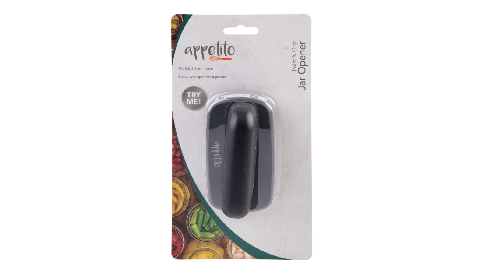 Appetito Twist and Grab Jar Opener - Black