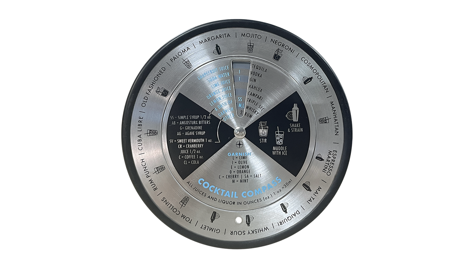 Bartender Brushed Stainless Steel Cocktail Compass