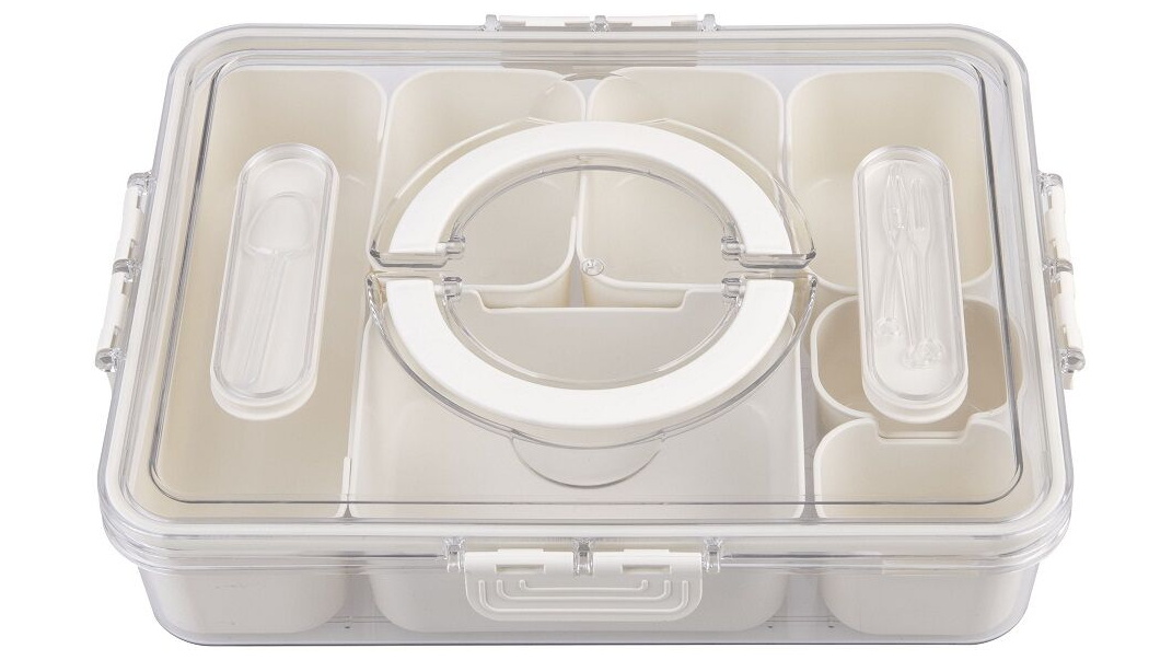 Pizzazz 7 Compartment Rectangle Grazing Box with Carry Handle