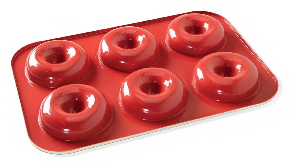 Nordic Ware Red Aluminium Non Stick 6 Cup Donut Pan