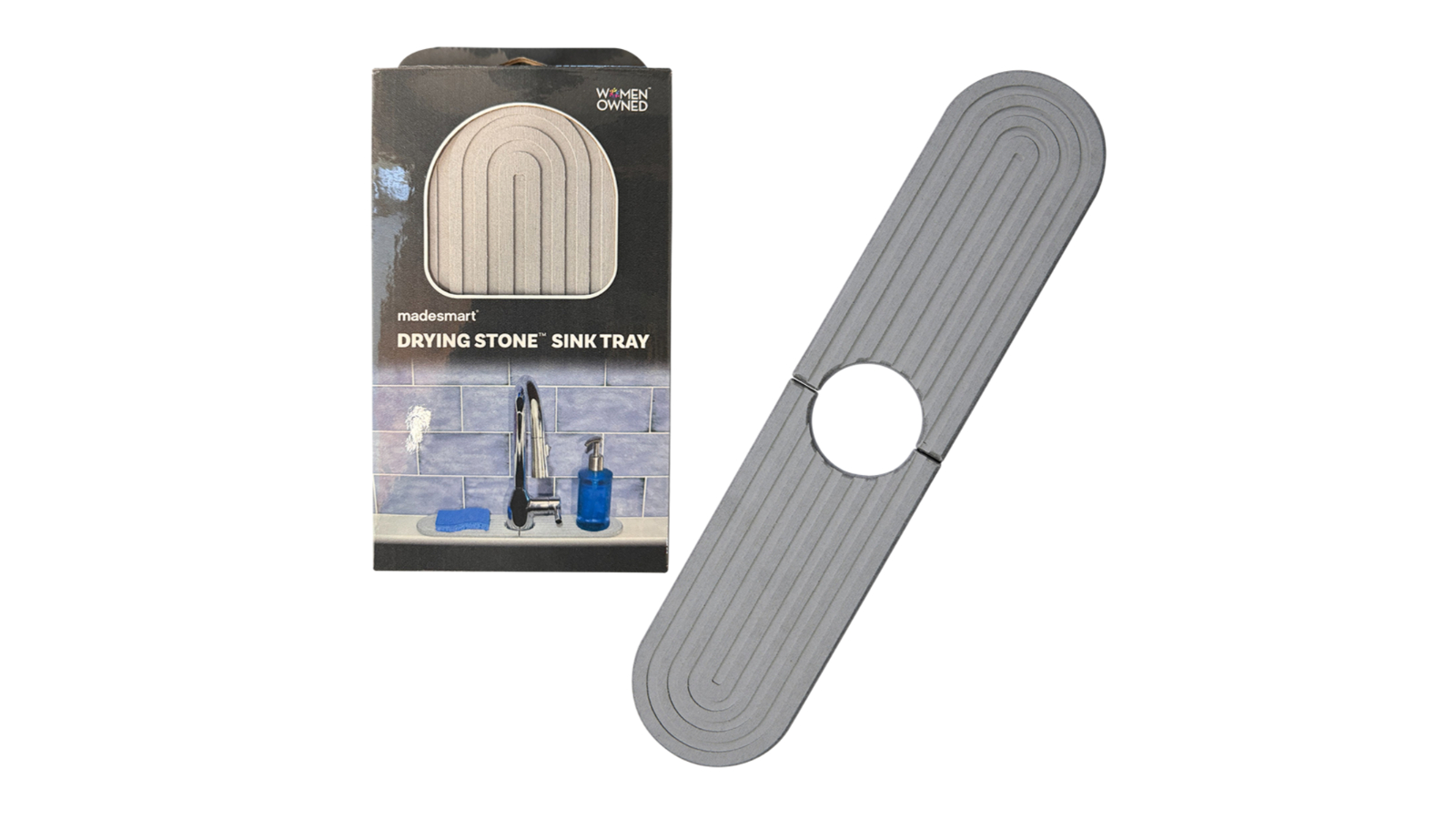 MadeSmart 2 Piece Drying Stone Small Sink Tray - Grey