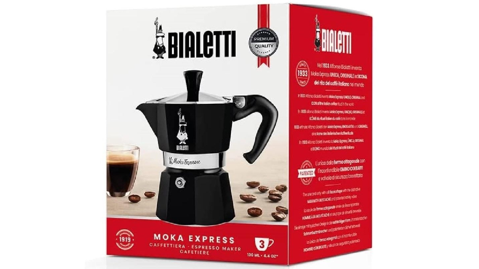 Bialetti Moka 3 Cup Black Espresso Maker Harvey Norman