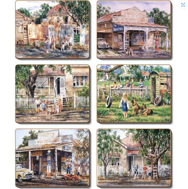 Cinnamon Set of 6 Cork Backed Coasters - Nostalgia