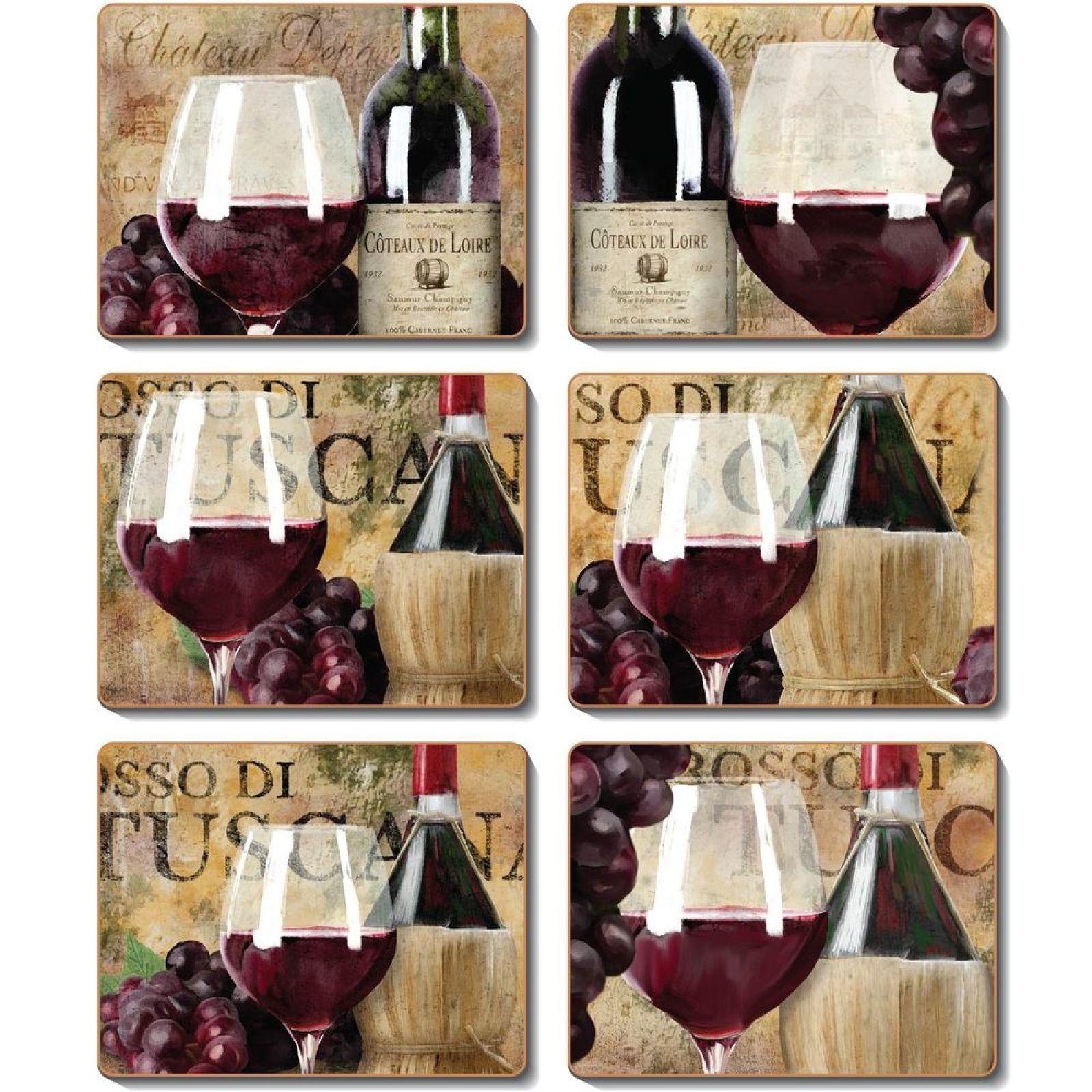Cinnamon Set of 6 Cork Backed Coasters - Old World Wine