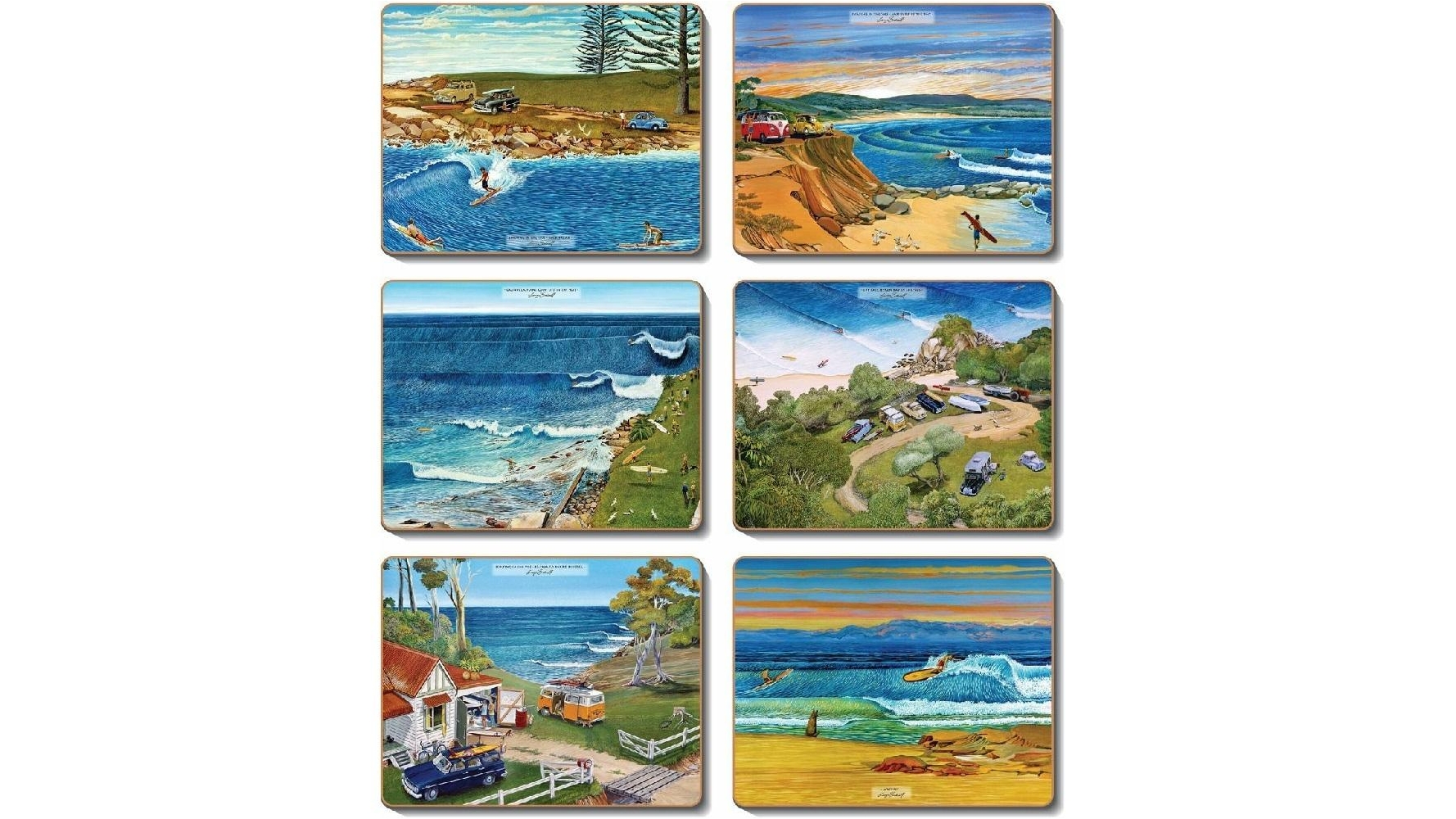 Cinnamon Set of 6 Surf Safari Cork Backed Placemats