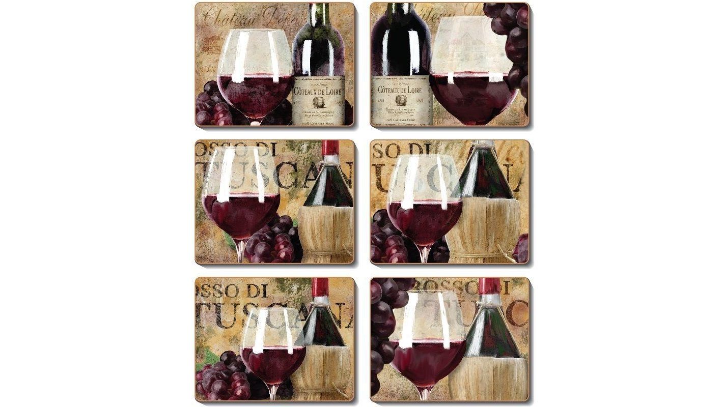 Cinnamon Lacquered Cork Backed Old World Wine Placemats - Set of 6