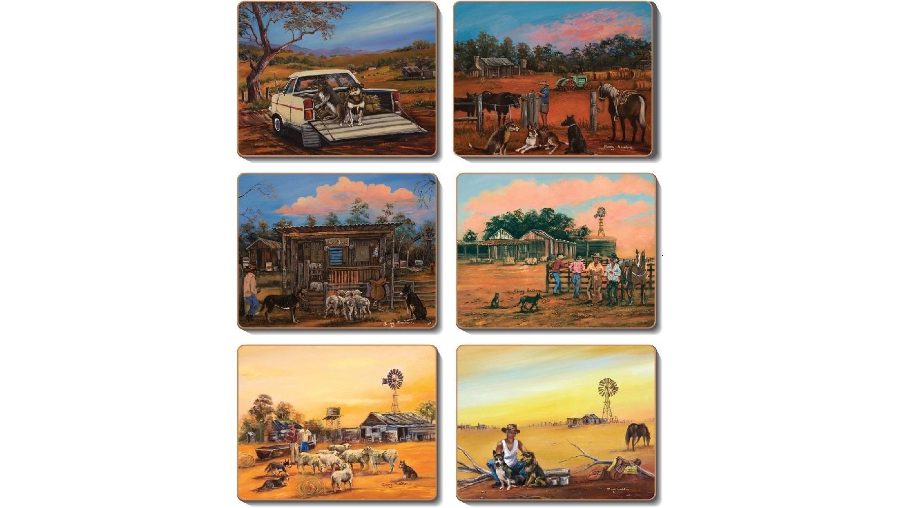Cinnamon Lacquered Cork Backed Kelpie Kapers Placemats - Set of 6